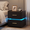 thumbnail image 2 of Costway 2 PCS Nightstand with Charging Station,LED Bedside Table with 2 Storage Drawers,Black, 2 of 9
