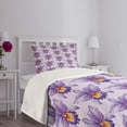 thumbnail image 5 of Ambesonne Violet Quilted Bedspread Set 2 Pcs, Tropical Orchid Flowers, Twin Size, Pale Mauve Violet Orange, 5 of 6