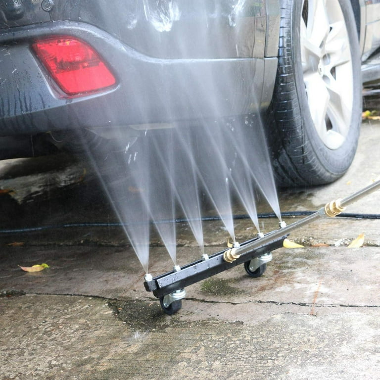 Pressure Washer Undercarriage Cleaner Under Car Washing Water Brooms with 2 Extension Rods ( Curved Rod + Straight Rod) for Car Bottom, Size: 37.5 cm