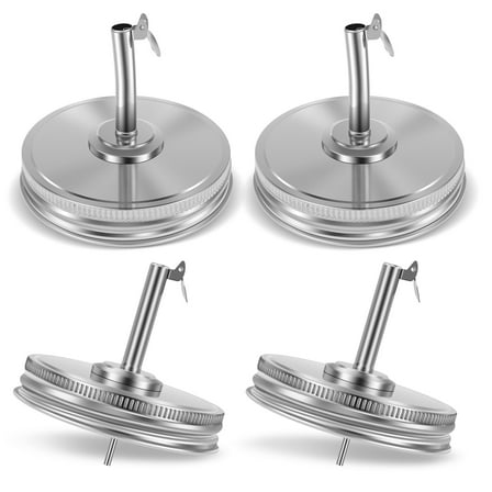 4Pcs Mason Jar Pour Mouth Lid Stainless Steel Mason Jug Flip Cap Dustproof Leakproof Glass Jar Flip Cap Easy to Use Mason Jug Lid Easy to Clean Mason Jar Pour Mouth Lid Suitable for Oil