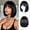 Black, variant on Bob wig with bangs, women's short bob wig | 12-inch short bob wig with bangs, straight synthetic wig, adjustable straps, suitable for everyday wear and parties.