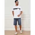 thumbnail image 5 of DARING DIVA Men's Chest Pocket Striped Print Crew Neck Short Sleeve T-Shirt M White, 5 of 7