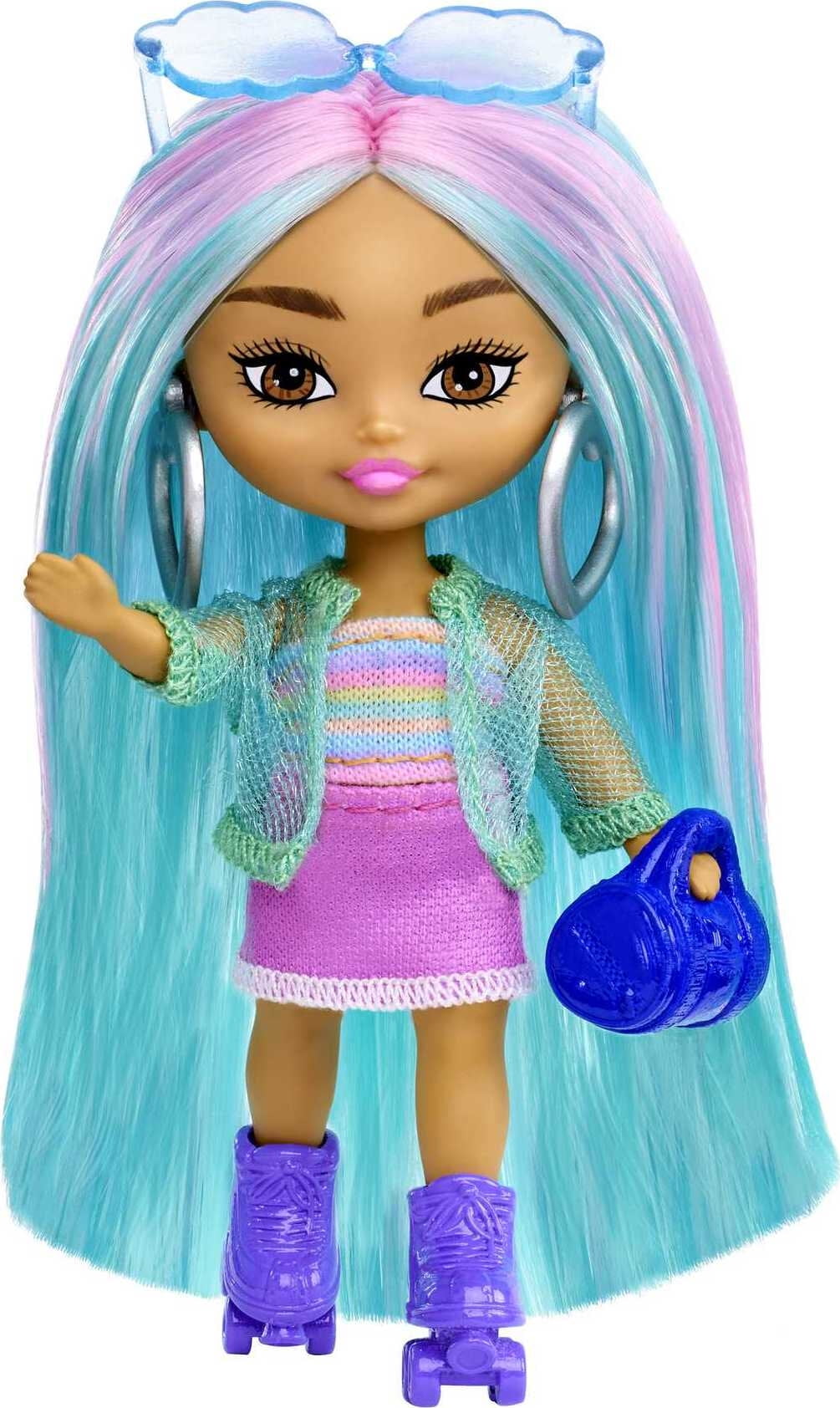 Barbie Extra Mini Minis Doll with Blue Hair in a Sporty Outfit with Accessories