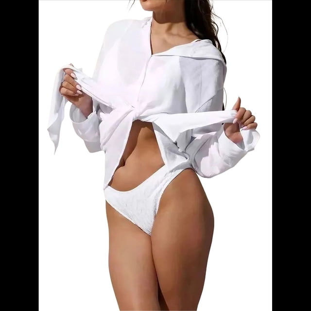 Cárdigan de Color Liso para Mujer, para Playa, Vacaciones, Informal, para Bikini, Traje de Baño, Protección Solar un Tamaño