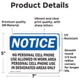 thumbnail image 2 of (2 Pack) No Personal Cell Phone Use Allowed In Work OSHA Notice Sign, 2 of 7