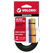 VELCRO Brand ONE-WRAP® Heavy Duty Roll – Reusable Fasteners for Keeping Cords and Cables Tidy – Cut-to-Length Roll, 4ft x 3/4in, Black