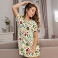 thumbnail image 3 of Uemuo Ladybug And Wild Flowers Pattern Women’s Nightdress – Casual Sleep Shirt, Soft Relaxed Fit Short-Sleeved Cotton Sleepwear for Home, Bedtime, and Lounging, 3 of 6