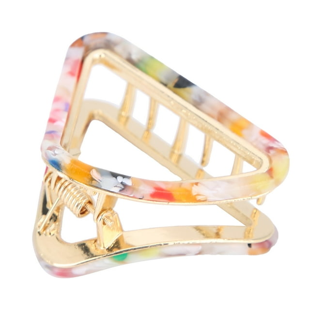 Simple Elegant Hair Claw Clips for Women Girls, Triangular Hollow, Multiple Colors, Metal and Sheet, Suitable for Thick Hair, Fashionable and Exquisite Hair