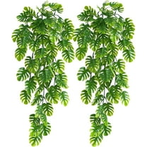 Cadodis Artificial Monstera Hanging Vine Lifelike Faux Greenery with Split Leaves for Wall,Shelf Home Decor, No Maintenance Indoor Fake Plant 4Pack