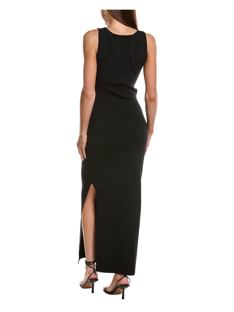black dress with hip cut out CURVED HIP CUT OUT MAXI DRESS Winchester Studios
