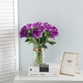 thumbnail image 4 of 12PCS Artificial Silk Flowers Realistic Roses Bouquet Long Stem for Home Wedding Decoration Party (Purple), 4 of 6