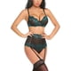thumbnail image 1 of Conjunto de lencería para mujer con ligueros, sujetador sexy y bragas con aros, 1 of 7
