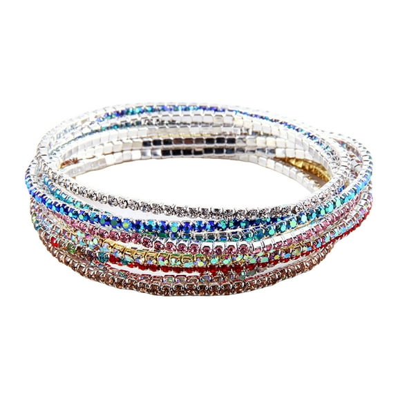 RUISINERY Crystal Beaded Stretch Bracelet Multilayered Handchain Elastic Rhinestones Wristchain Accessories for Women and Girls