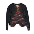 thumbnail image 4 of Women's Christmas Clothing Loose Graphic Sweatshirt Crewneck Long Sleeve Xmas Holiday Festive Tops for Women (2XL, Black), 4 of 6