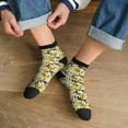 thumbnail image 3 of Rateoe Lilies Flowers Pattern Quarter Crew Socks,Toe Seamed Ankle Socks,Cotton Cushioned Breathable Athletic Crew Sports Socks, 3 of 7