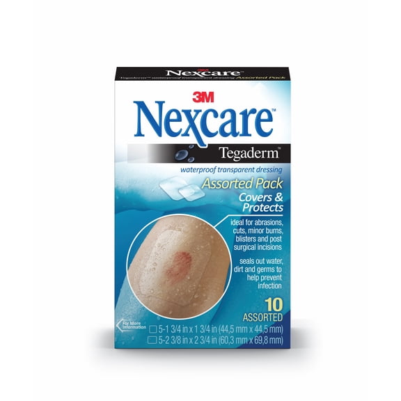 Nexcare Tegaderm Transparent Dressing TEGA-10, QTY 5 - 1 3/4in x 1 3/4in QTY 5 2 3/8in x 2 3/4in