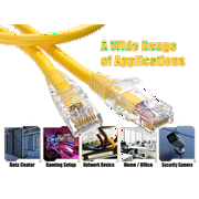 Cable Leader 2ft Cat6 Ethernet Patch Cable with Clear Boot, UTP, Pure Bare Copper, Yellow