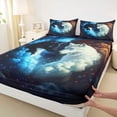 thumbnail image 4 of Homewish Couple Wolf Animal Twin Sheet Sets, Kawaii Dreamy Animal Twin Fitted Sheet, Glitter Stars Starry Sky Flat Sheet, Breathable Home Decor, 3-Piece, 4 of 8