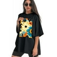 thumbnail image 3 of Plus Size Shirt for Women Black Tops for Women Short Sleeves Shirt for Women Flower 23 T Shirt Crewneck Shirt for Women XS, 3 of 5
