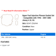 thumbnail image 2 of Upper Fuel Injection Plenum Gasket Set - Compatible with 1996 - 2001 GMC Jimmy 4.3L V6 1997 1998 1999 2000, 2 of 2