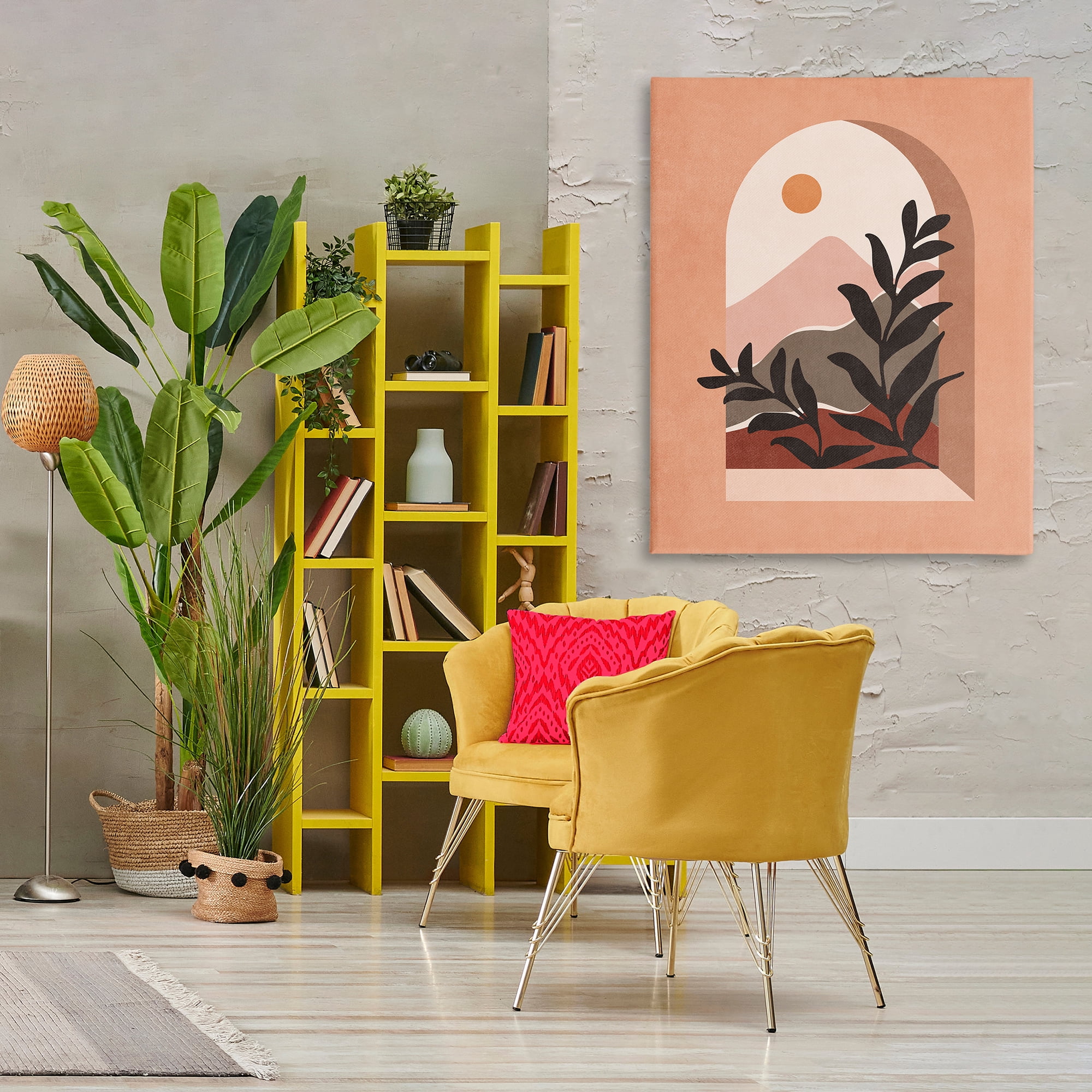 Stupell Industries Terracotta Boho Window Landscape & Nature Painting Wrapped Canvas Art Print Wall Art, 36 x 48
