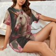 thumbnail image 6 of Womens Pajama Sets With Pocket, Pink Haired White Horse Lounge Sets Short Sleeve Sleepwear PJ Sets for Women, 6 of 6