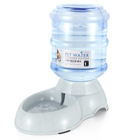 Pet Water Dispenser Station, Self Replenish Pet Waterer Automatic Gravity Fed Drinking Fountain Stand with Antimicrobial Microban Plastic for Dog Cat Animal - (1