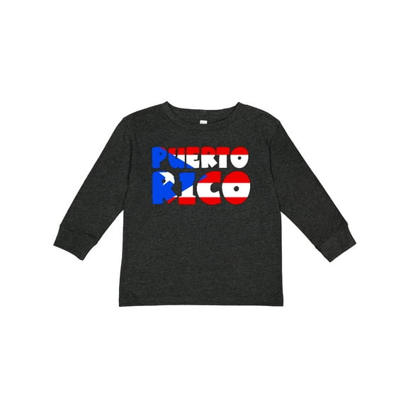 Inktastic Puerto Rico Flag in Text Boys or Girls Long Sleeve Toddler T-Shirt