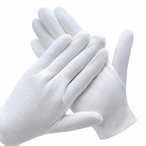 6 Pairs White Cotton Gloves, Coyaho White Gloves for Inspection Photo