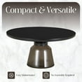 thumbnail image 3 of LeisureMod 30" Round Coffee Table with Glass Top and Black Powder-Coated Iron Rim Tempered Glass Pedestal Base No Assembly for Modern Home, Living Room Tully Collection in Grey/Black, 3 of 18