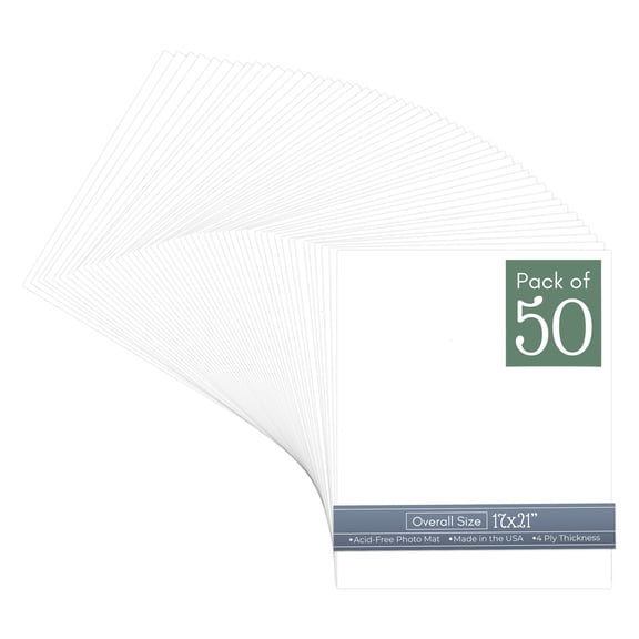 White 17x21 Uncut Art Mat Board - No Opening - 50 Mats