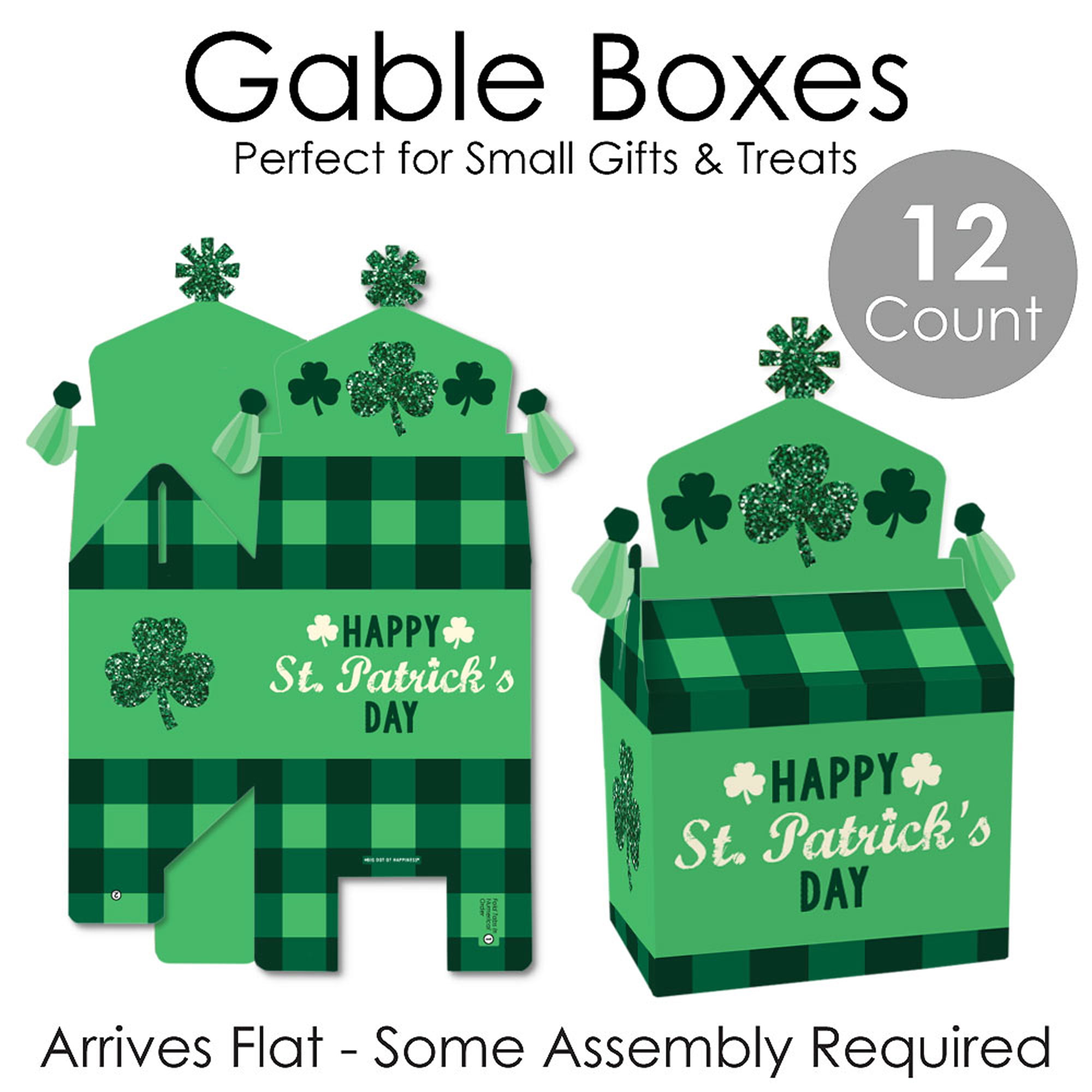 Patrick’s Day Saint Patty’s Day Party Goodie Gable Boxes Big Dot of Happiness St Treat Box Party Favors Set of 12