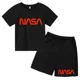 thumbnail image 4 of Conjunto de 2 camisetas y pantalones cortos con estampado de letras de verano para niños de 2 a 13 años, ropa deportiva de calle para niños y niñas, 4 of 5