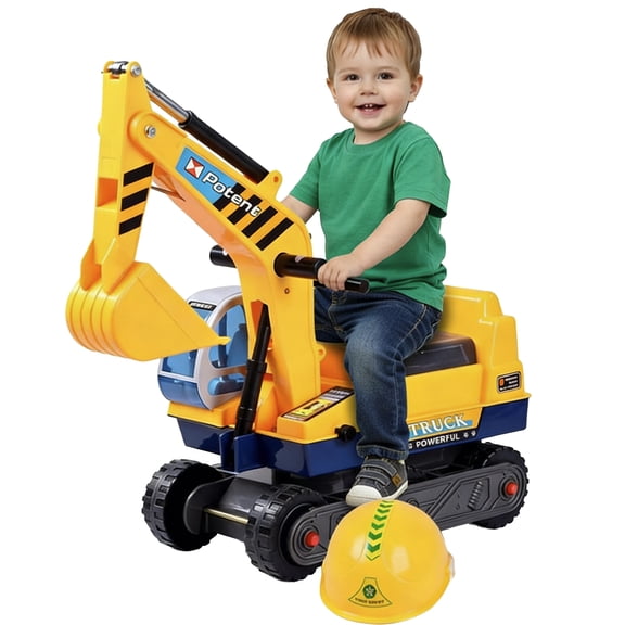 Ride-on Excavator Digger for Toddlers, Construction Vehicle with Horn & Under-Seat Storage, Foot-to-Floor Engineering Toy, Birthday Gift for 18-48 Months Boys Girls