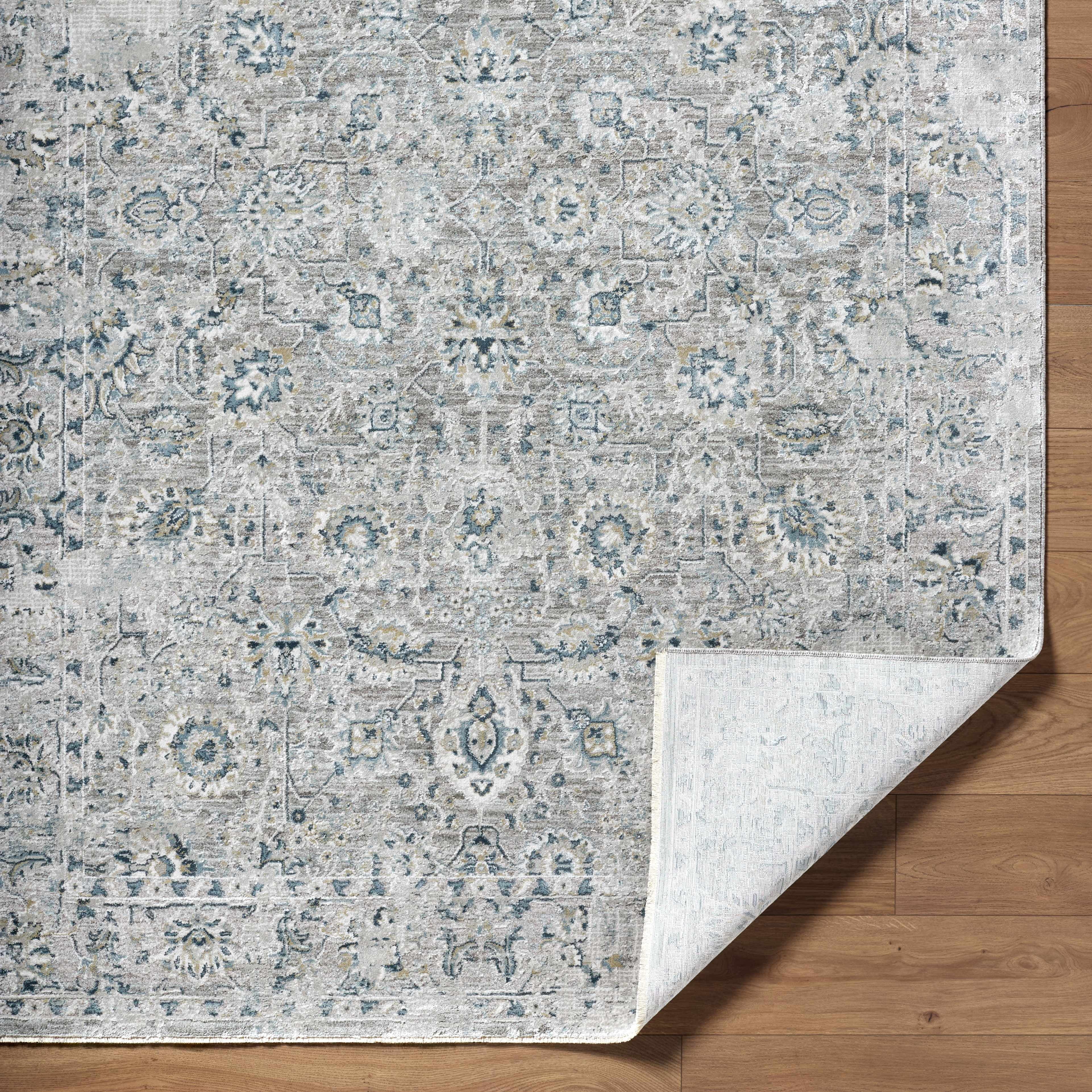Hauteloom Claydon Living Room, Bedroom Area Rug - Bohemian Traditional Farmhouse - Blue, Gray, Olive - 7'10" Round