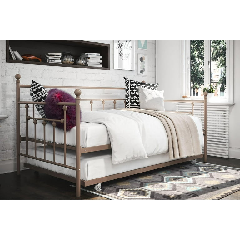 DHP Manila Metal Daybed and Trundle Twin Twin Size Millennial Pink Walmart