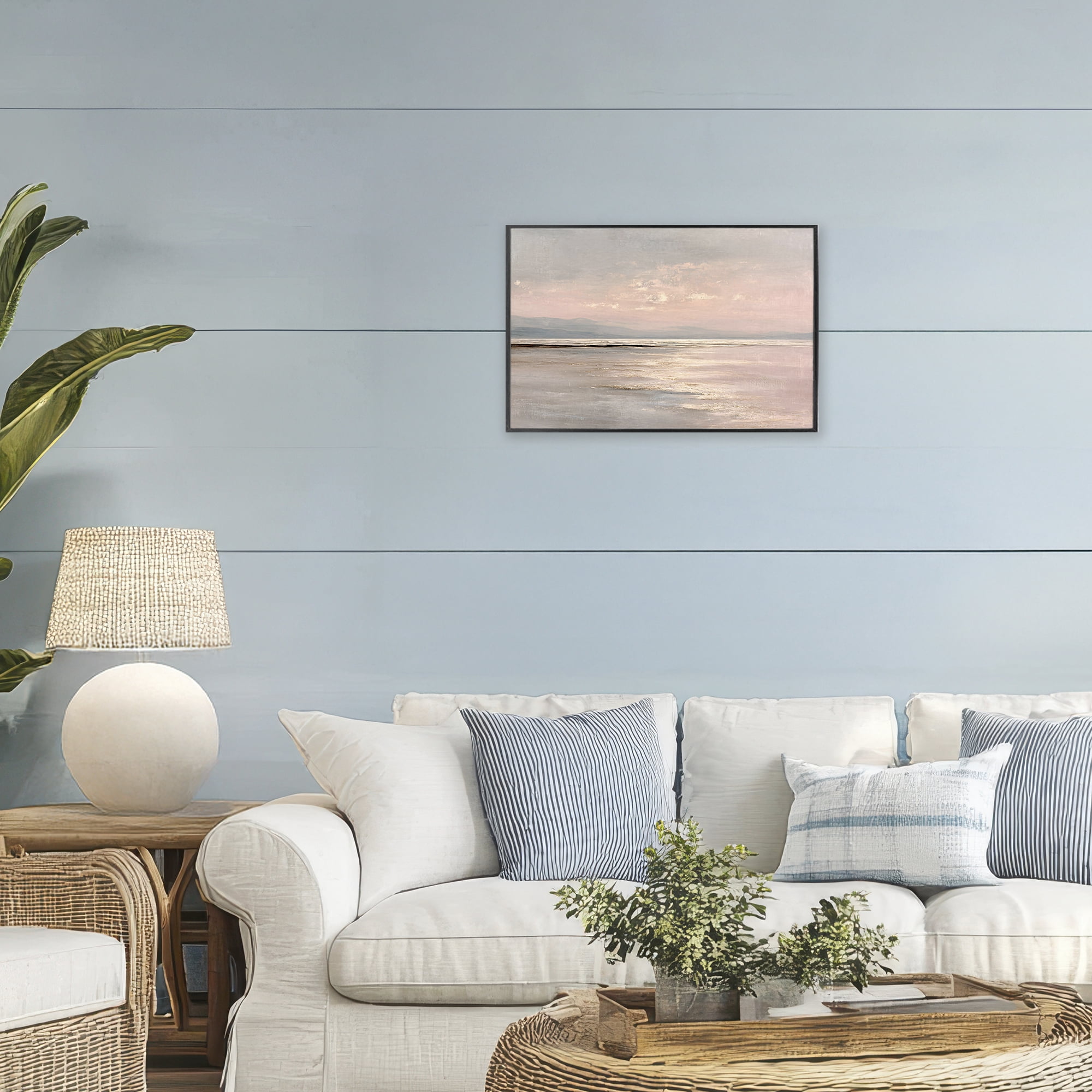 Stupell Industries Vast Blush Seascape Black Framed Giclee Art, design by Jacky Ngan