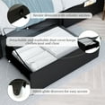 thumbnail image 3 of SIBEDS PU Leather Black LED Bed Frame with Adjustable Headboard and 2 Drawers Pockets, Queen, 3 of 8