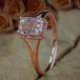 thumbnail image 2 of Sale: 1.25 Carat Peach Pink Real Morganite and Moissanite Split Shank Halo Engagement Ring with 18k Gold Plating, 2 of 6