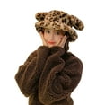 thumbnail image 4 of Kawaii Big Ear Hat Solid Color/ Leopard Print Faux Rabbit Fur Cap Winter Fall Warm Fisherman Cap Trend Bucket Casual Cap, 4 of 20