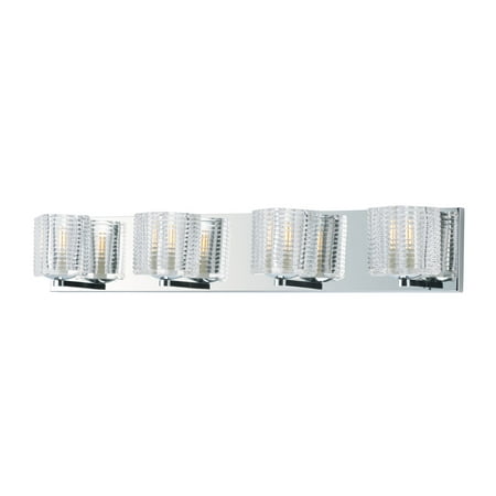 28 Inch Chrome Base - Bathroom Vanity 4 Light Bulb Fixture With Polished Chrome Finish Steel Material G9 Bulbs 28 inch 16 Watts