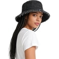 thumbnail image 4 of Kukuzhu Frayed Denim Bucket Hat Distressed Jean Fisherman Cap Wide Brim Boonie Sun Hat Packable Beach Cap for Women Men, 4 of 7