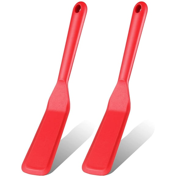 Silicone Thin Spatula Omelet Spatula Turner Long Crepe Spatula Heat Resistant Cooking Spatula Non Stick Pancake Spatula for Cooking Egg Burgers Pizza Pancake Steak Omelet Crepes (2, Red)
