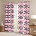 thumbnail image 2 of Homewish Pink Square Aztec Blackout Curtains Set of 2 (52x84 Each), Tribal Western Rectangle Window Curtains, Teens Adult Women Curtains and Drapes, Black Out Curtains Decor, 2 of 6