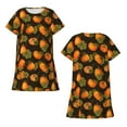 thumbnail image 5 of Salouo Orange Pumpkin Print Short Sleeve Sleepshirt for Womens Comfy Nightgown Scoopneck Cute Nightdress Ruffle -Medium, 5 of 7