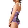 thumbnail image 4 of FOR U DESIGNS Cute Girls Halter Swimsuits Size 9-10T Black Cat Lace-up Bathing Suit Quick Dry One Piece Swimwear with Adjustable Strap Kids Summer Beach Sport Swim Clothing, Purple, 4 of 6