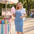 thumbnail image 2 of Agnes Orinda Women's Plus Size Easter Adjustable Strap Back Slit Overall Bodycon Jean Denim Midi Dresses 2X Light Blue, 2 of 8