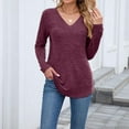 thumbnail image 6 of Womens Long Sleeve Shirt, V Neck T Shirts for Women Summer Casual Vintage Solid Color Loose Fit Basic Tees T-Shirts S-2XL, 6 of 7