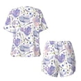 thumbnail image 6 of "Wukai Lavender Flowers Women's Pajama Set - Short-Sleeve Top and Shorts with Elastic Waistband and Pockets for Loungewear, Yoga, and Casual Wear-Small, 6 of 8