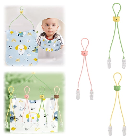 Adjustable Silicone Napkin Holder Clip with Lanyard for Baby Dining and Hygienic Bib Attachment